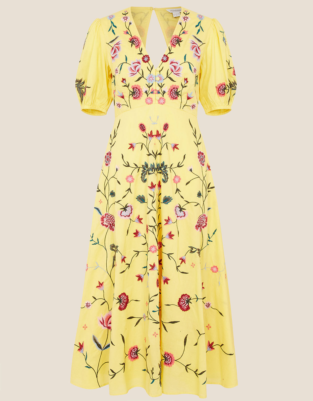 Delia Embroidered Tea Dress Yellow ...
